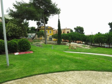 TARRAGONA, SPAIN - 06.07.2022: View of the ruins of ancient roman amphitheater