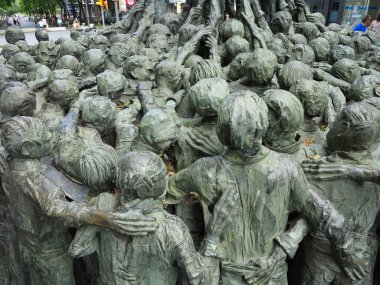TARRAGONA, SPAIN - 06.07.2022: Monument to the Castellers (Monumento a los Castellers) by Francesc Angles