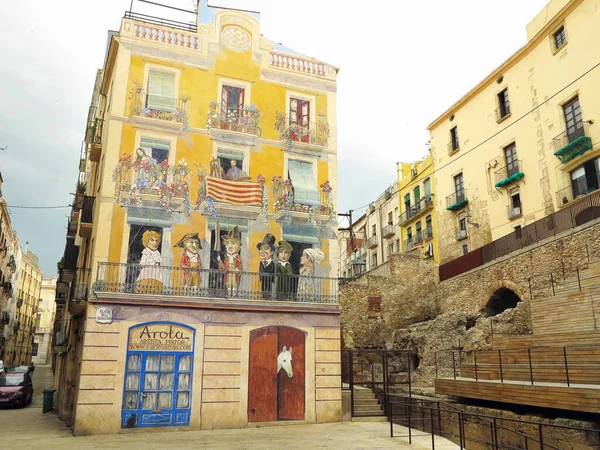 Tarragona Espagne 2022 Maison Peinte Près Des Anciennes Ruines Romaines — Photo