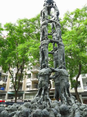 TARRAGONA, SPAIN - 06.07.2022: Monument to the Castellers (Monumento a los Castellers) by Francesc Angles