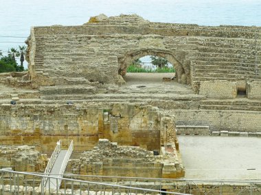 TARRAGONA, SPAIN - 06.07.2022: View of the ruins of ancient roman amphitheater