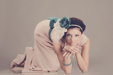 güzel seksi kız moda stil stüdyo portresi