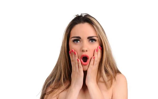 Girl with surprised face expressions — Stock Photo, Image