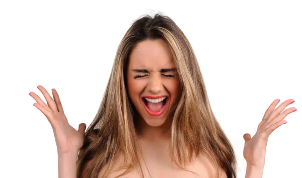 Сексуальная кричит девушка с белыми зубами — стоковое фото
