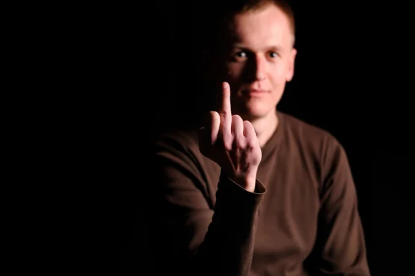 Man showing fuck off with the middle finger — Stock Photo, Image