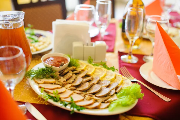 Restaurante fino jantar mesa lugar configuração — Fotografia de Stock