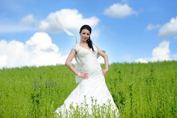 屋外の若い魅力的な花嫁 — ストック写真