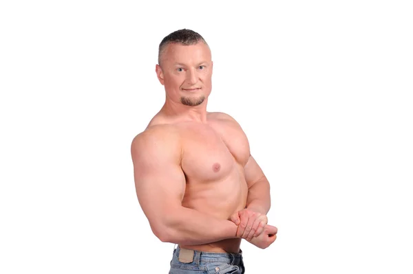Cuerpo masculino muscular aislado sobre fondo blanco —  Fotos de Stock