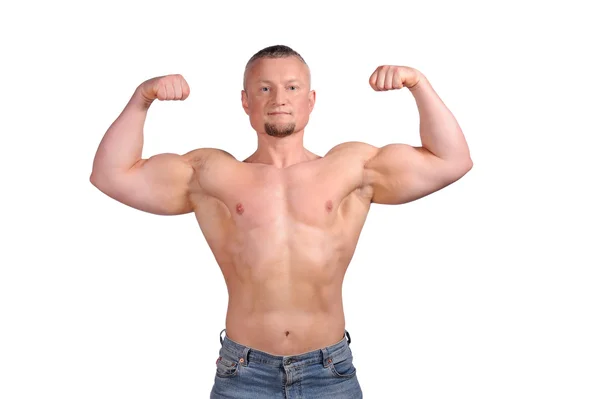 Cuerpo masculino muscular aislado sobre fondo blanco —  Fotos de Stock