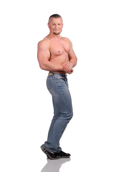 Corpo maschile muscolare isolato su sfondo bianco — Foto Stock