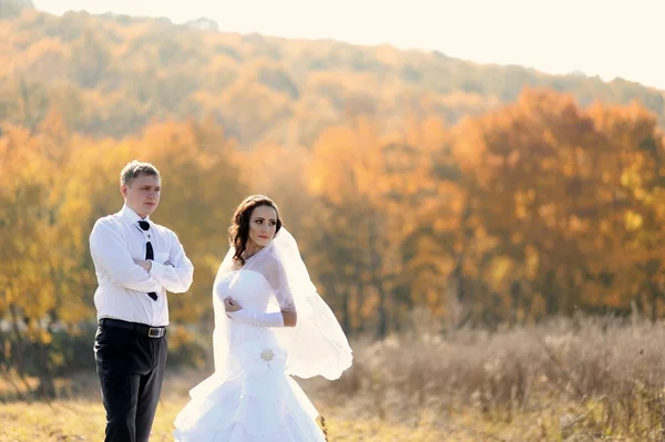 Narzeczeni o romantyczne chwile na ślubie — Zdjęcie stockowe