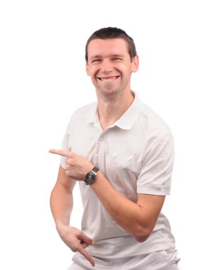 farklı duygular ile Beyaz gömlekli komik adam 