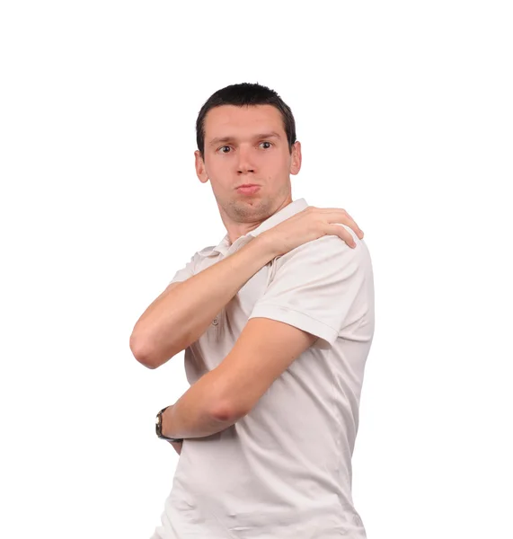 Funny man in white shirt with different emotions — Stock Photo, Image