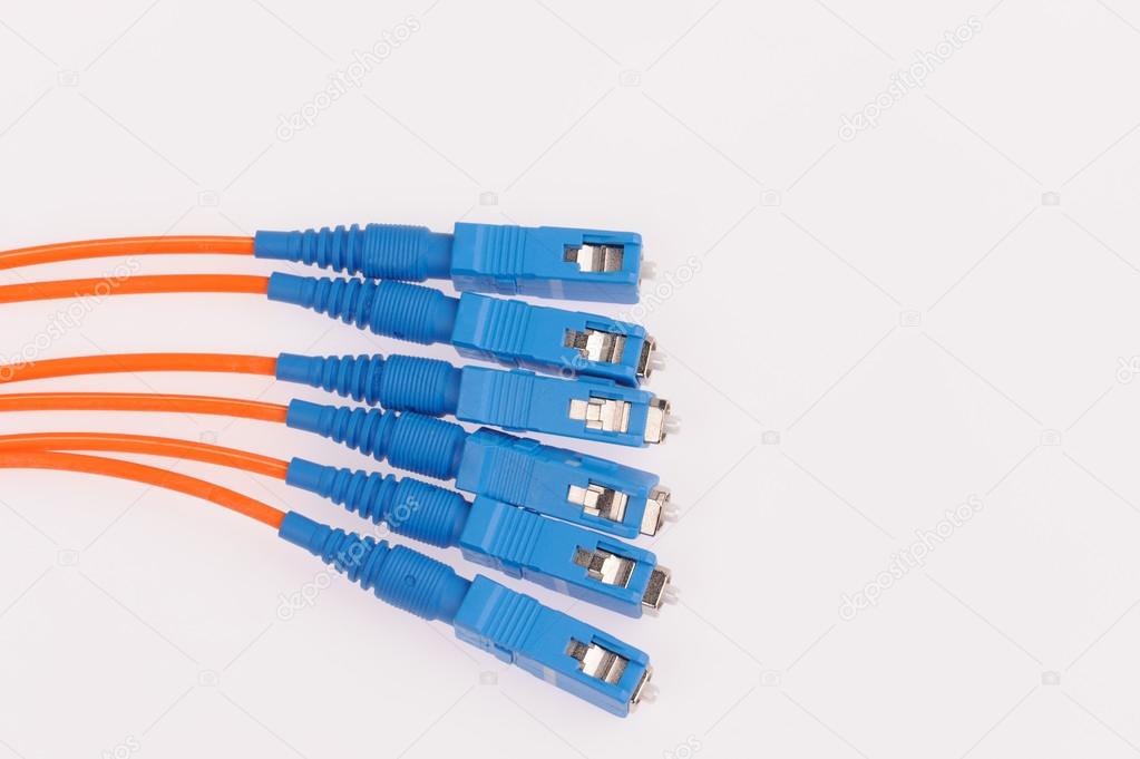 Fiber optic cables isolated on grey background
