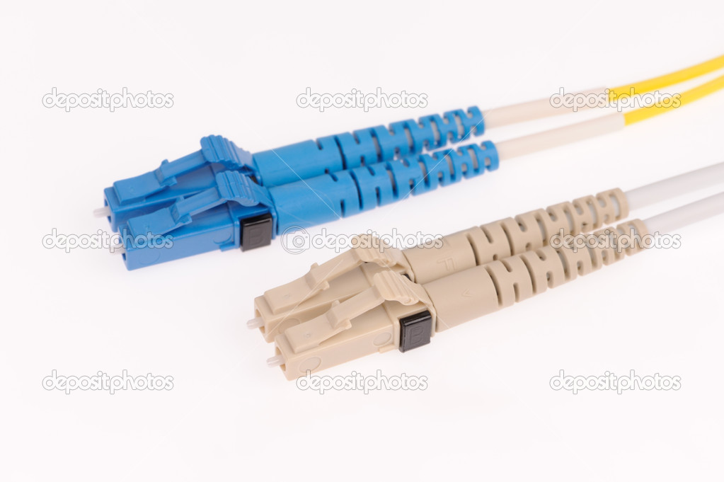 Fiber optic cables isolated on grey background