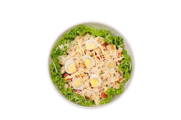 Fresh salad with chicken breast, cheese and eggs — Stock Photo, Image