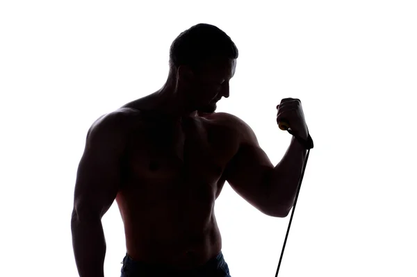 Cuerpo masculino muscular sobre fondo blanco — Foto de Stock