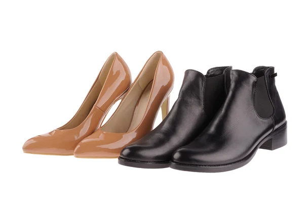 Beige  and black women shoes — Stock Photo, Image