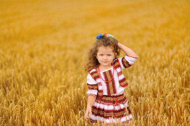 buğday alanında sevimli küçük kız