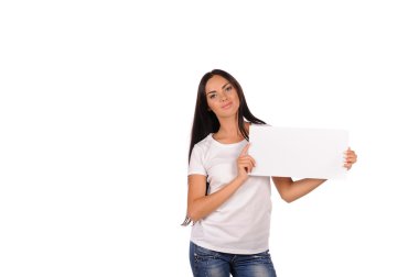 güzel kız boş bir Pano holding