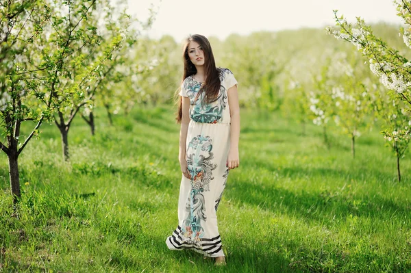 Mädchen im blühenden Garten — Stockfoto