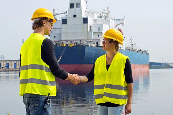 Docker handslag — Stockfoto