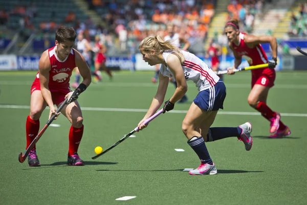 Dünya Kupası hokey 2014 - İngiltere vs ABD kadınlar — Stok fotoğraf