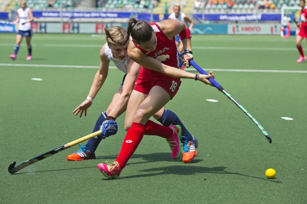 Dünya Kupası hokey 2014 - İngiltere vs ABD kadınlar — Stok fotoğraf