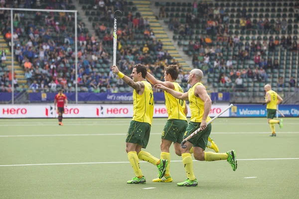 Avustralya İspanya Dünya Kupası hokey 2014 sırasında yener. — Stok fotoğraf