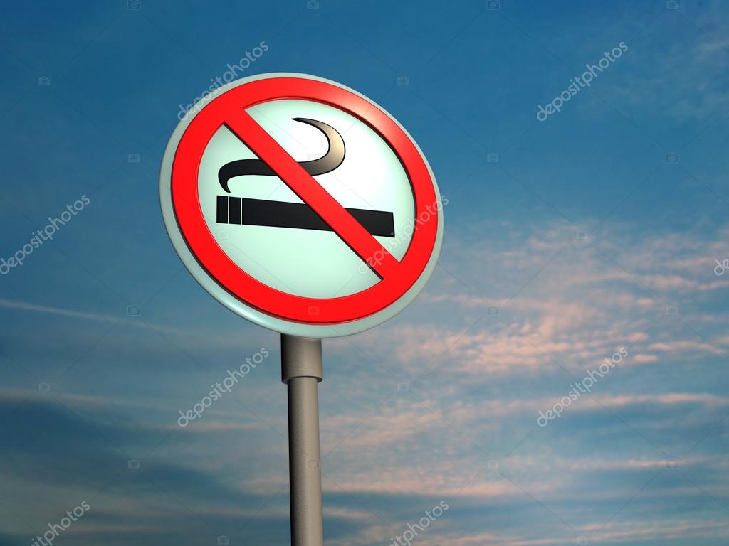 Sign (No smoking) against sky