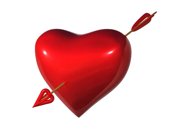 Coração perfurado por seta Cupido — Fotografia de Stock