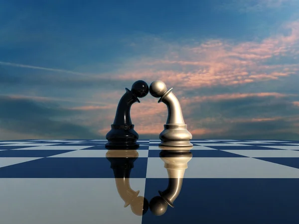 Two pawns before chess battle — Stock Photo, Image