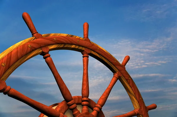 Boat steering wheel against sky Stock Image