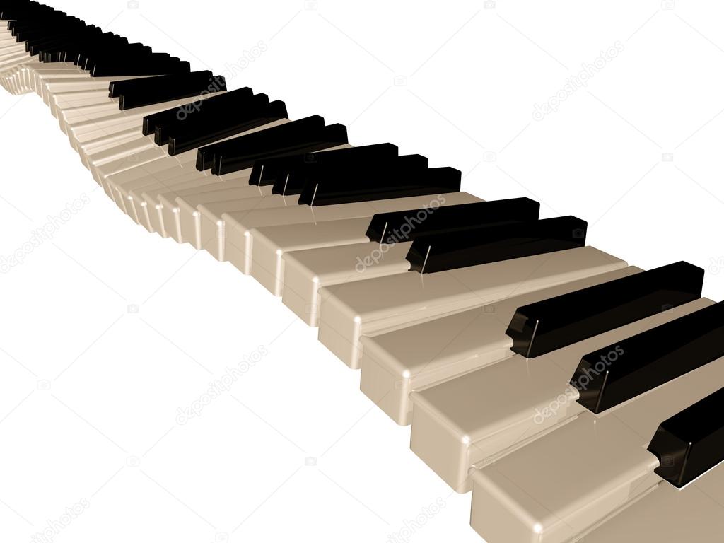 Amazing piano keys. Isolated.