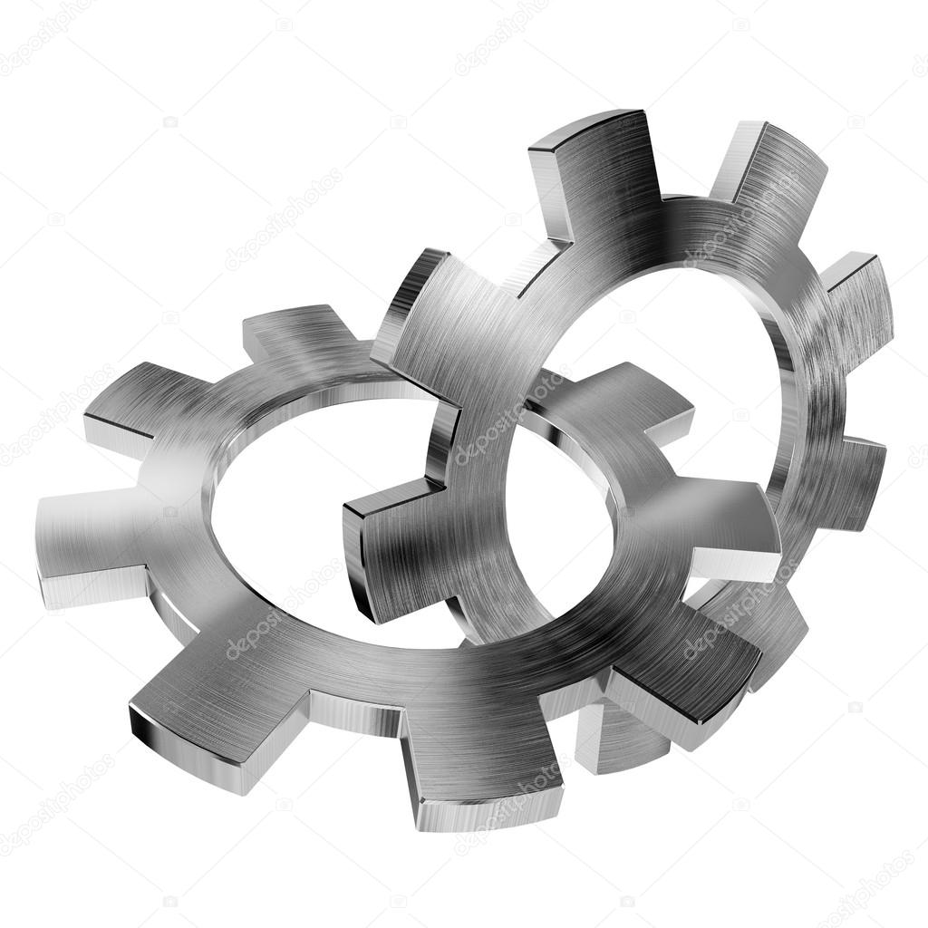 3d shiny gears on white background