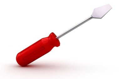 beyaz zemin üzerinde 3D tornavida