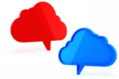 3D cloud kabarcık beyaz zemin üzerine konuşma