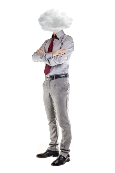 Young business man , head in the clouds — Stock Photo, Image