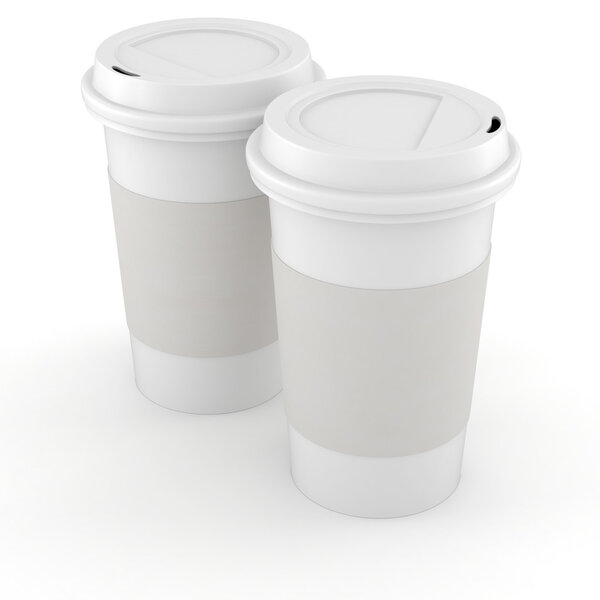 3D кофе бумагу чашку на белом фоне
