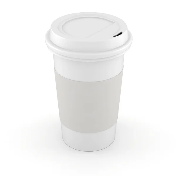 Xícara de papel de café 3d no fundo branco — Fotografia de Stock