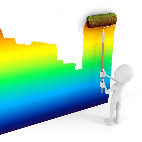 3d man painting a wall — Stock Photo, Image