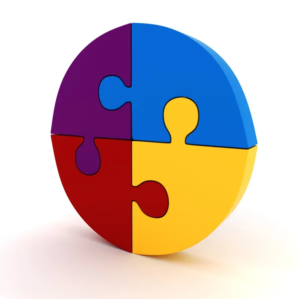 3D puzzle barevné kolo — Stock fotografie