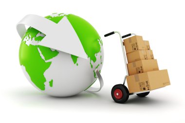 3D alışveriş sepeti, online ticaret kavramı