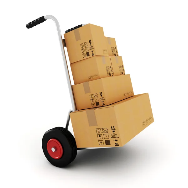 3d hand truck on white background — Stock Photo, Image