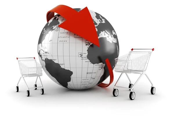 3d shopping cart, концепция онлайн-торговли — стоковое фото