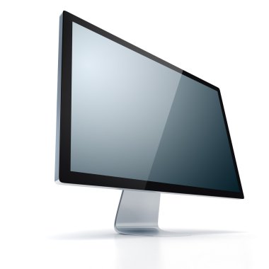 beyaz zemin üzerinde 3D monitör