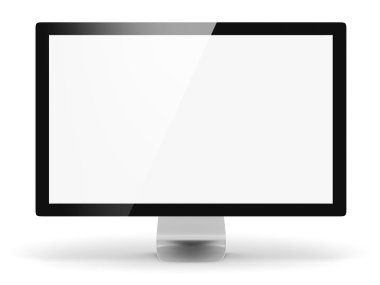 beyaz zemin üzerinde 3D monitör