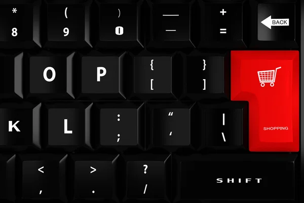 3D клавіатура з великою червоною торговою клавішею — стокове фото