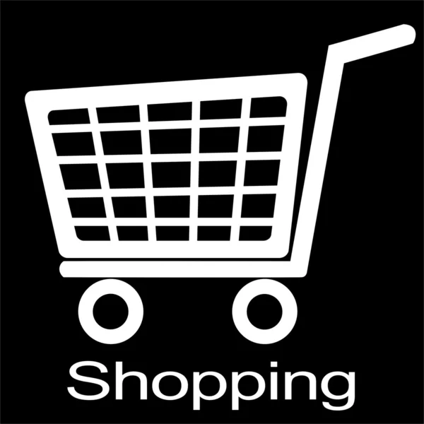 Shopping cart illustration svart och vitt — Stockfoto