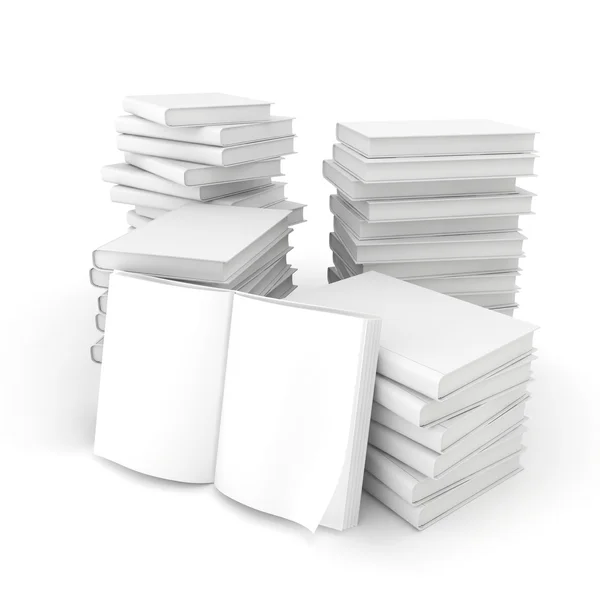 3D leere Bücher auf weißem Hintergrund — Stockfoto